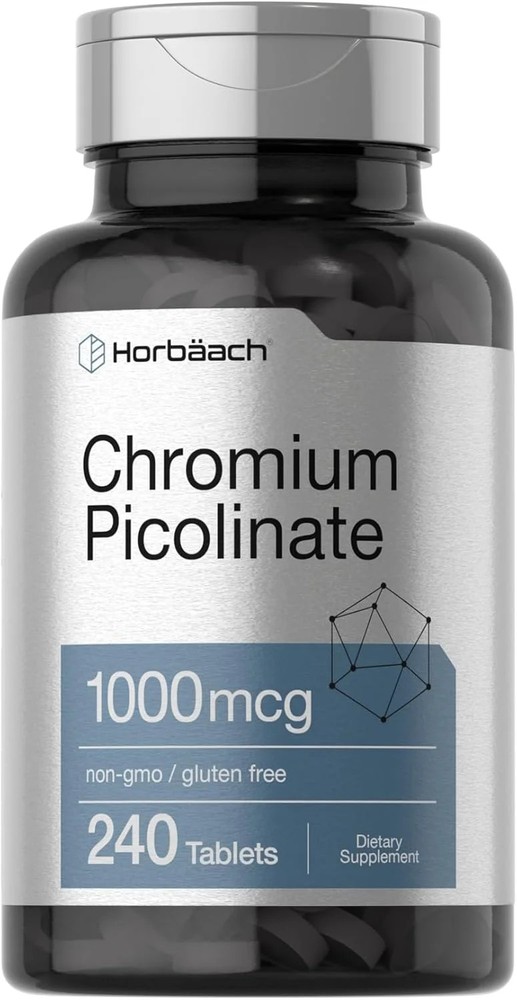 Horbäach Chromium Picolinate 1000mcg | 240 Tablets | Vegetarian, Non-GMO & Glute