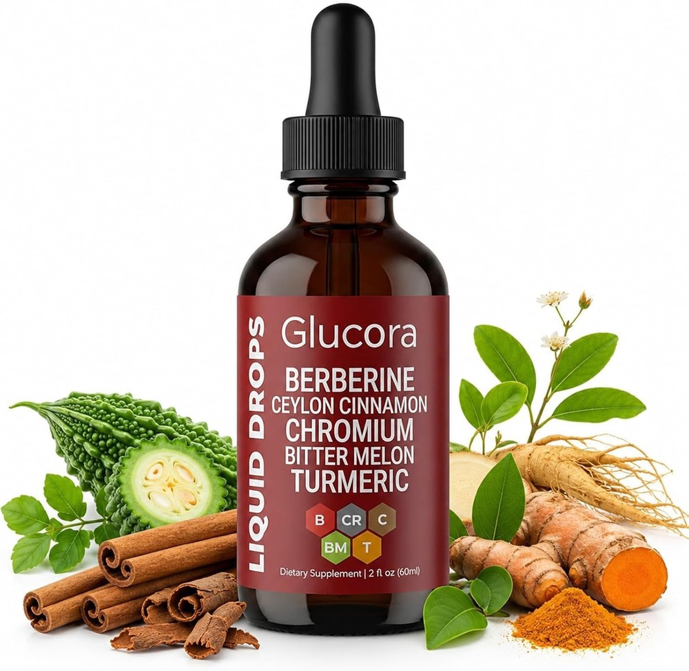 Glucora Berberina Liquida Gotas, Berberine Drops with Ceylon Cinnamon, Bitter Me