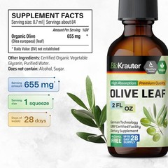 BIO KRAUTER Olive Leaf Extract Liquid – 4 Fl Oz (Pack of 1)