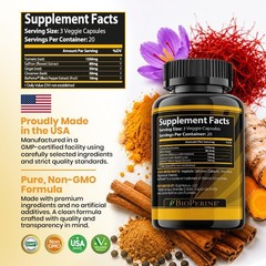 GOLDEN SAFFRON Turmeric Curcumin Supplement with 60 Count (Pack of 1)