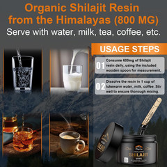 Shilajit Pure Himalayan Organic Resin – 800Mg Gold Grade Shilajit Resin with Ful