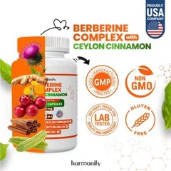 Harmonify Berberine Complex 1000mg with Ceylon Cinnamon 120 Veggie Capsules USA