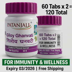 2x Patanjali Giloy Tablets 60 Tabs Each | Immunity Support | Exp 05/2027 | Herba