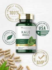 Kale Capsules | 800mg | 120 Count | Non-GMO and Gluten Free | by Carlyle