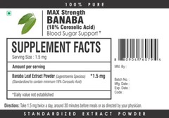 Banaba Leaf Extract Powder HIGH POTENCY 18% Corosolic Acid Blood Sugar Support
