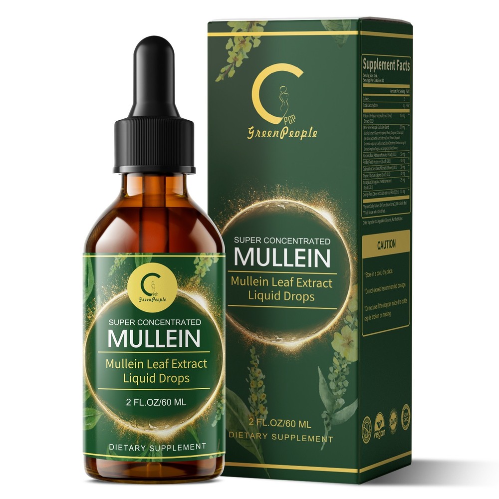 Mullein Leaf Extract Organic Lung Cleanse Drops for Lung Health Natural Herbal