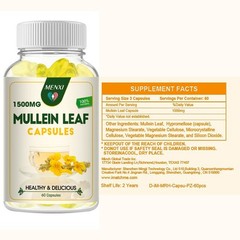 Mullein Leaf Capsules 1500mg – Support Lung Cleanse Respiratory Health Vegan