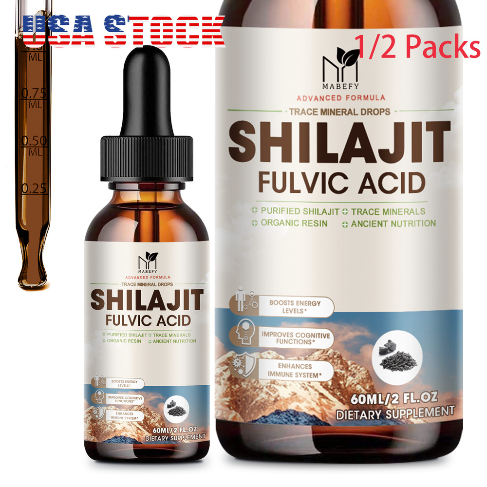 1/2Packs Organic Pure Shilajit Drops 60ml, Extremely Potent, Fulvic Acid