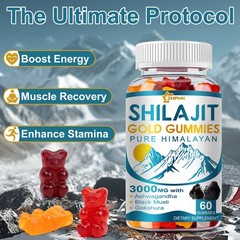 Pure Himalayan Shilajit Gold Gummies 3000mg With Ashwagandha Gokshura