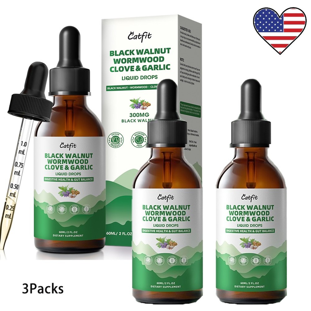 3x Parasite Cleanse Tincture/Extract-Wormwood, Black Walnut Hull, Clove 60ML