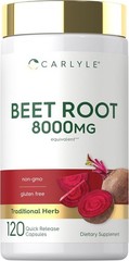 Beet Root Capsules | 8000mg | 120 Count | Non-GMO, Gluten Free | by Carlyle