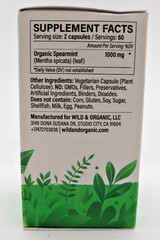 Wild & Organic Spearmint Leaf Capsules 1000 mg ~ Herbal Supplement 60 Day Supply