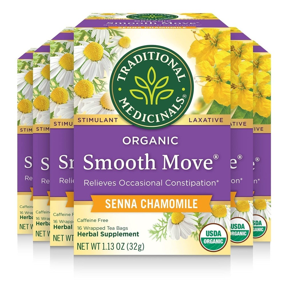 Traditional Medicinals Smooth Move Tea Chamomile Senna 96 Bags Caffeine Free