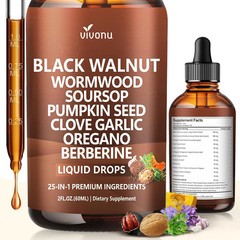 25-In-1 Liposomal Black Walnut Wormwood Clove Tincture, 6660Mg Cleanse for Human