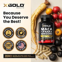 Maca Root Capsules 10,000mg + Korean Panax Ginseng 120 Count (Pack of 1)