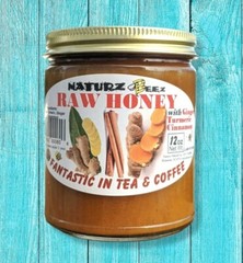 GINGER TURMERIC CINNAMON RAW HONEY 12oz 340g 100% PURE HONEY
