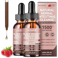 2 Pack 24 in 1 Black Walnut Wormwood Tincture – Clove,Pumpkin Seed,Garlic,Oregan