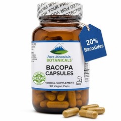 Pure Mountain Bacopa Monnieri Capsules – Organic Bacopa & Extract 20% Bacosides