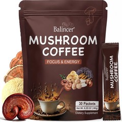 Balincer Mushroom Coffee Instant Powder 30 Pack Lion’s Mane Turkey Tail