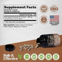 Ceylon Cinnamon Capsules – 8000 mg, Extra Strength – Made in USA – Energy, Heart