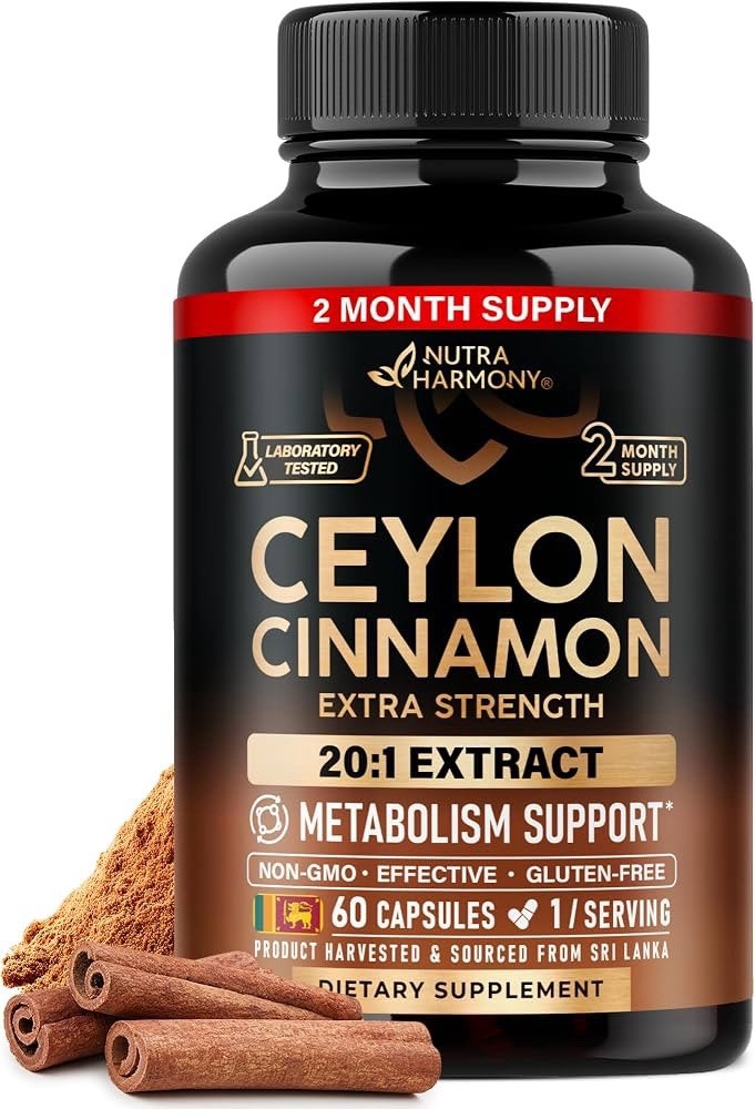 Ceylon Cinnamon Capsules – 8000 mg, Extra Strength – Made in USA – Energy, Heart