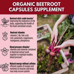 Organic Nitric Oxide Beet Root Capsules 1300mg Support Healthy Blood Circulation