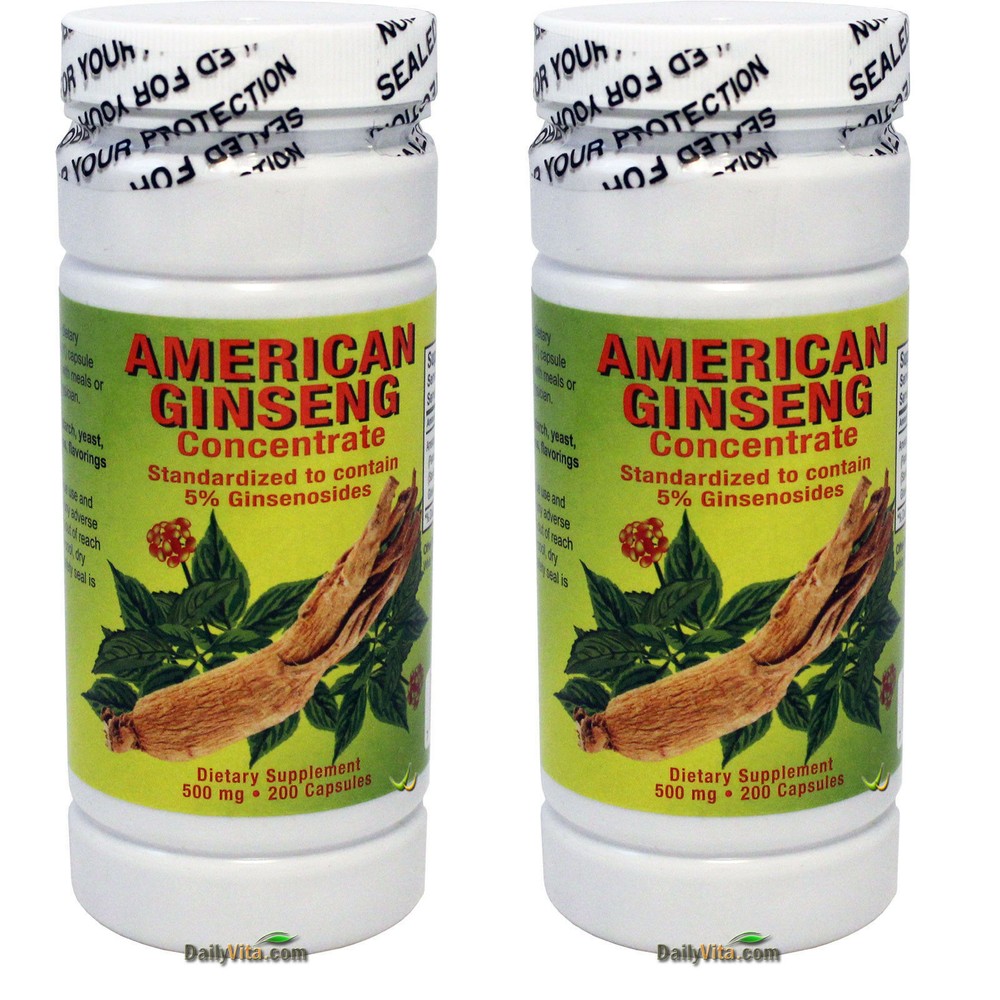 2x American Ginseng Concentrate Extract Pannox Gisennoids 500 mg 200 Capsules