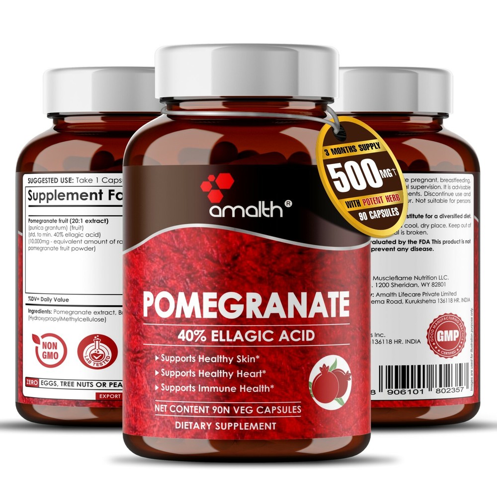 Pomegranate Extract Punica Granatum 500mg Capsules – 90 Pills – immunity