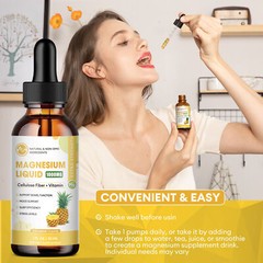 2 Bottles Premium Magnesium Liquid Drops,Magnesium Glycinate+Fiber+Vitamin