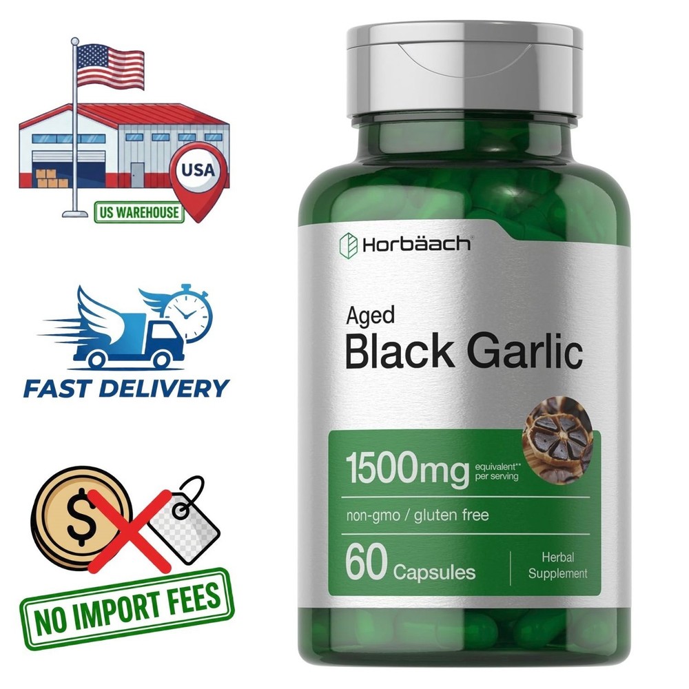 Aged Black Garlic Bulb Fermented 1500mg 25:1 Extract 60 Capsules