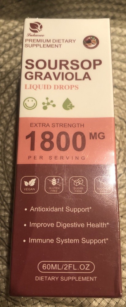 Soursop Graviola /Liquid Drops /1800mg/Antioxidant Support/2 Fl. Oz/ BB 05/2026