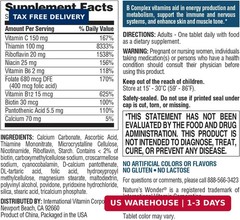 Nature’s Wonder Super B Complex with Vitamin C, Vitamin B12, & Folic Acid – Supp
