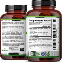 Zazzee Organic Tulsi Holy Basil 20:1 Extract 2.5% Ursolic Acid Vegan