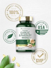 Odorless Garlic & Parsley 1800mg | 200 Softgels | Non-GMO | by Carlyle