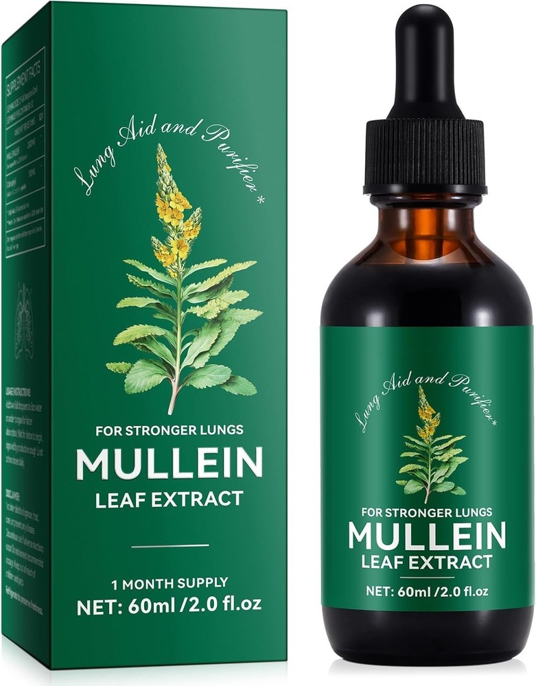 Mullein Drops for Lungs, Leaf Extract with 2 Fl Oz (Pack of 1)