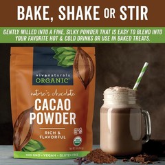 Organic Cacao Powder 1lb Unsweetened Dark Chocolate Flavor for Baking Smoothies