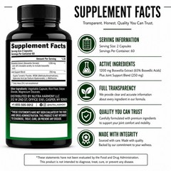 Nutra Harmony Boswellia Extract Joint Care & Support Complex 120 Capsules