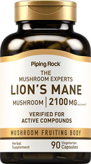Lions Mane Mushroom Capsules | 2100mg | 90 Count | Vegetarian | by Piping Rock