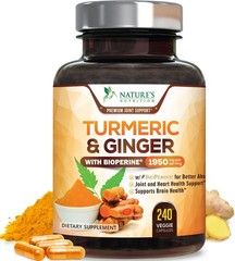 Turmeric Curcumin 95% – Organic with Ginger BioPerine – 240 Capsules