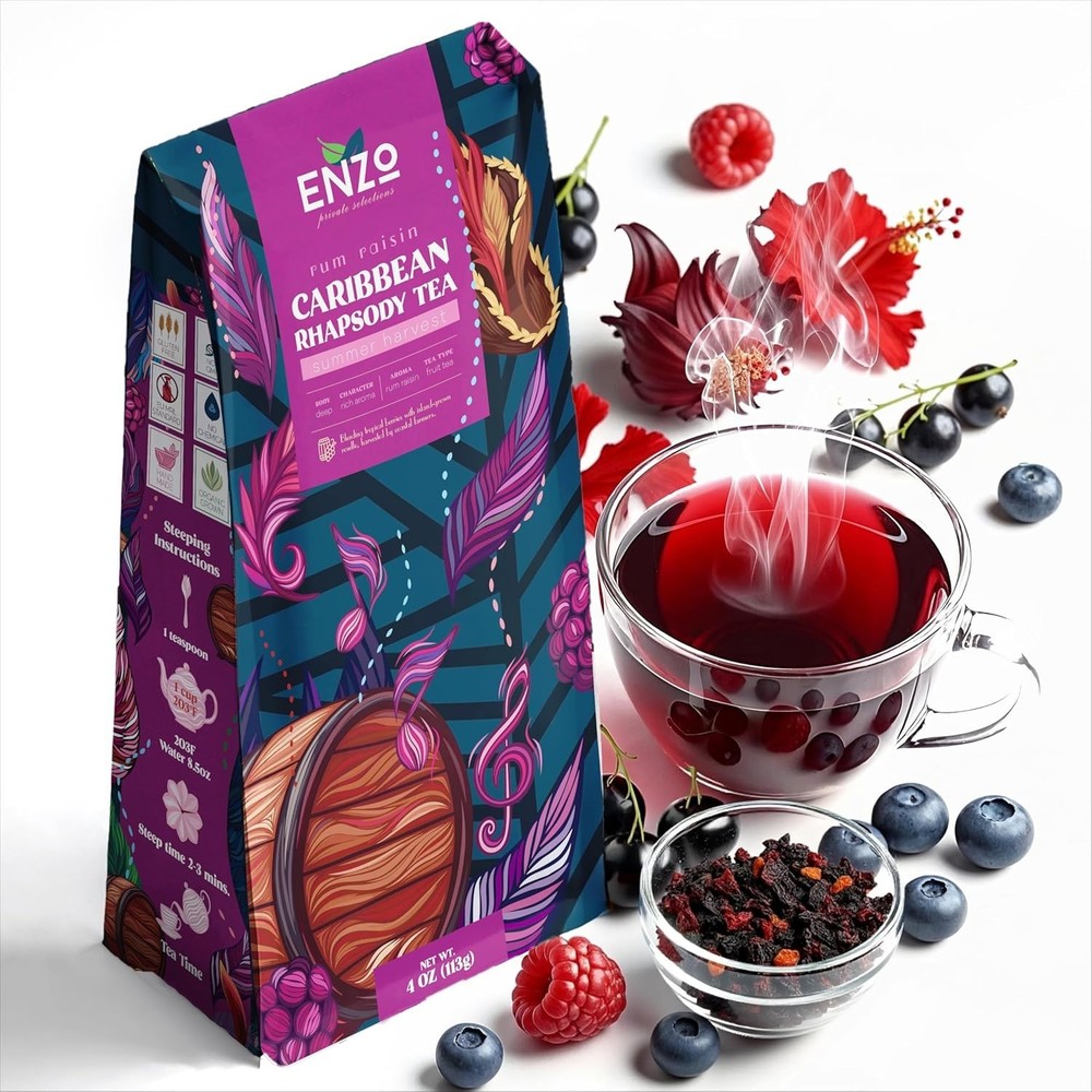 ENZO Tea Master Reserve ~ Caribbean Rhapsody Rum Raisin Loose Leaf Tea (4oz)