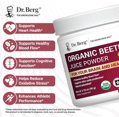 Dr. Berg Organic Beet Root Powder, Nitric Oxide Support, 30 Servings