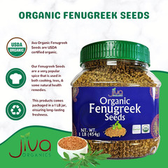 Organic Fenugreek Seeds Whole 1 Pound Jar – Methi Seed for Cooking, Sprouting &