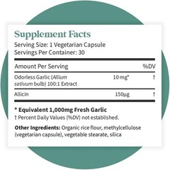 Pattern Wellness Odorless Organic Garlic – 1000mg – 30 Count (Pack of 1)
