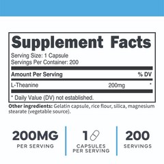 Type Zero L-Theanine (200mg) 200 Capsules – Clean L-Theanine Supplement, Keto