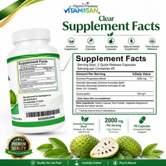 5 Soursop GRAVIOLA 450 capsules pure 2000 mg othername Guanabana graviola Annona