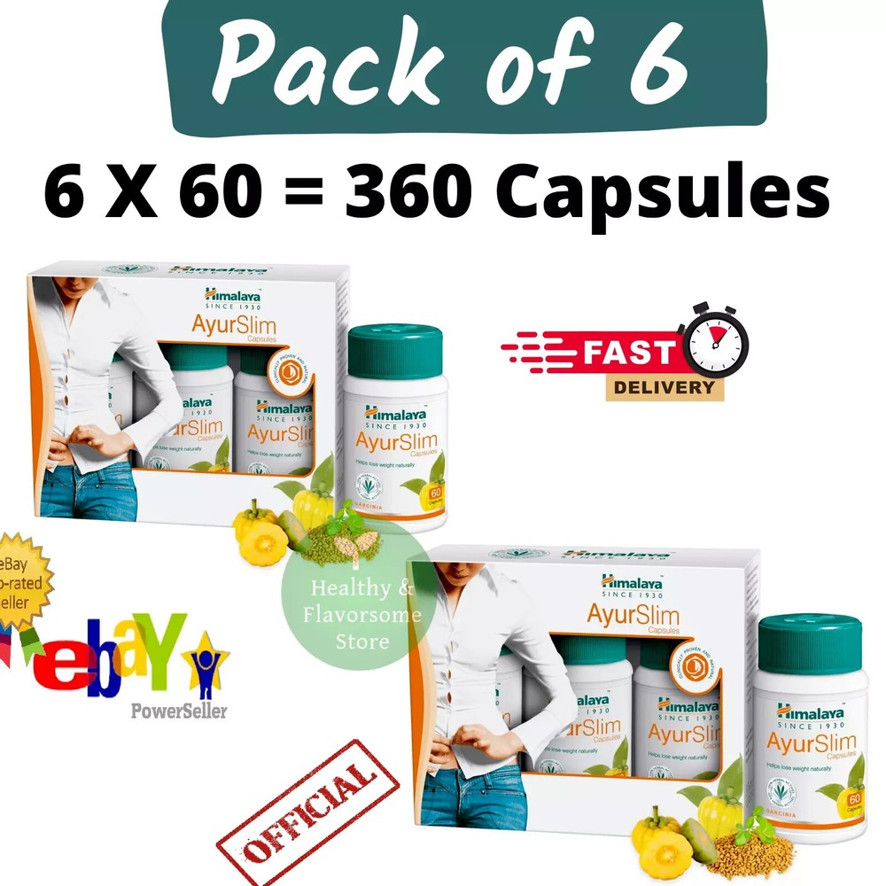 6 Boxes x Himalaya Ayurslim 360 Caps For Fat Burner Weight Manage Exp 2028