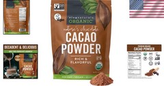 Organic Unsweetened Cacao Powder – 1 lb Rich Dark Chocolate for Baking & Smoo…