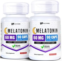 HealthFare Melatonin 60mg | Pack of 2 | 90 Veg Capsules Gluten-Free