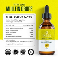 Mullein Drops for Lungs Cleanse – USDA Organic Mullein Leaf Extract w/ Turmeric