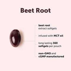 Beet Root Extract, 360 Softgels with MCT Oil | Natural Beet Root Source | Beetro